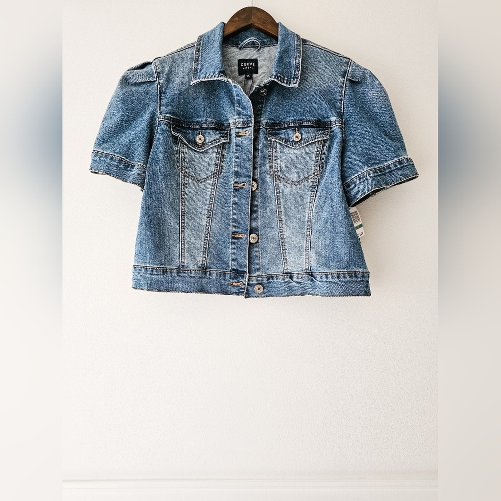 Denim Puff Sleeve Cropped Jacket